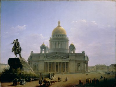 St. Isaaks-Kathedrale mit einer Statue von Peter dem Großen, 1844 von Maksim Nikiforovich Vorobiev